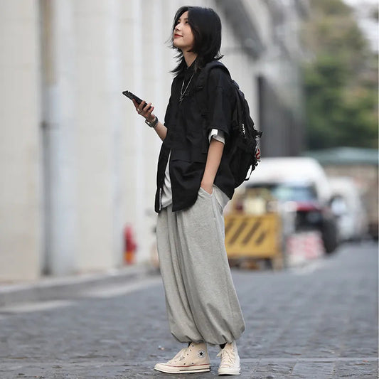 [OneFish Shop] Sweat Jogger Pants Loose Fit Natsubi Thin Clothes Bundled Pants LS82801