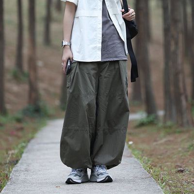 OneFish Shop/Cargo Pants Unisex Overseas Trend Plain Regular Length Regular Waist Pocket Design